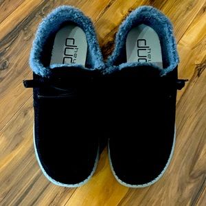 Womens Hey Dude Black Corduroy Shoes